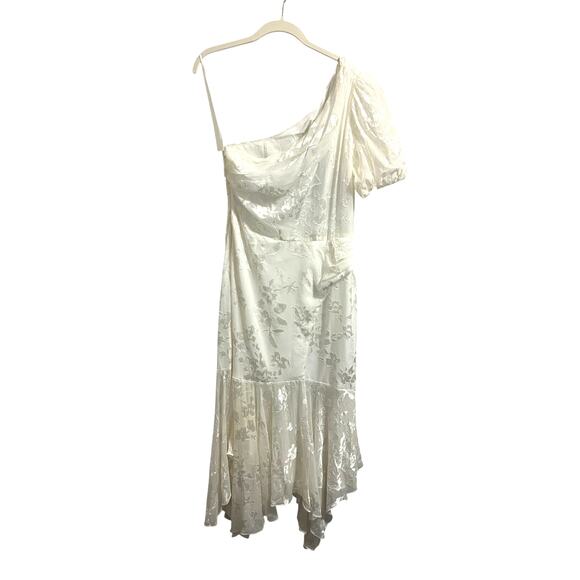 NWT ASTR the Label Santorini Midi Dress in White One Shoulder Flowy Chiffon sz M - Picture 4 of 10